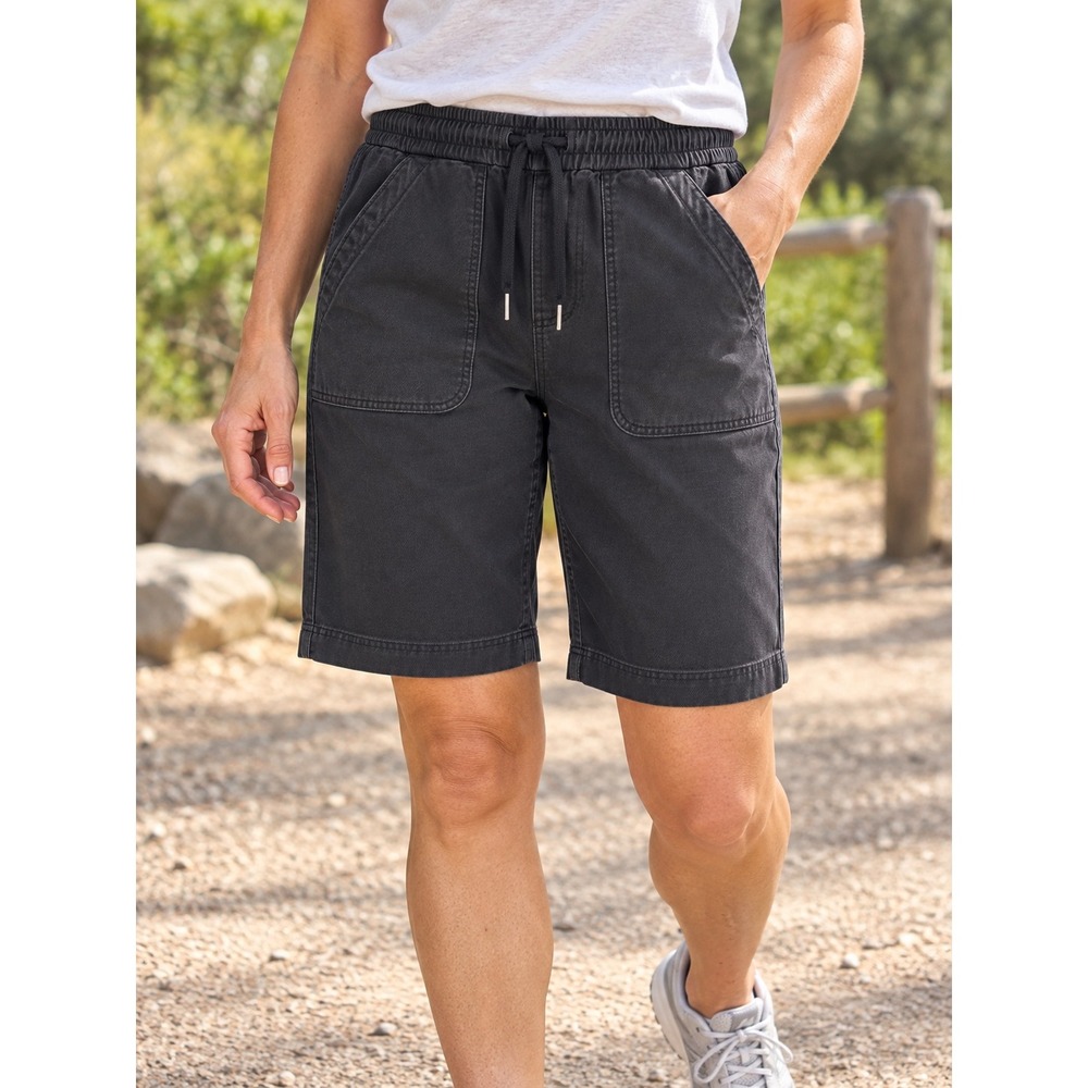Athleta Farallon Bermuda Shorts Black Organic Cotton Size 4 563681-02